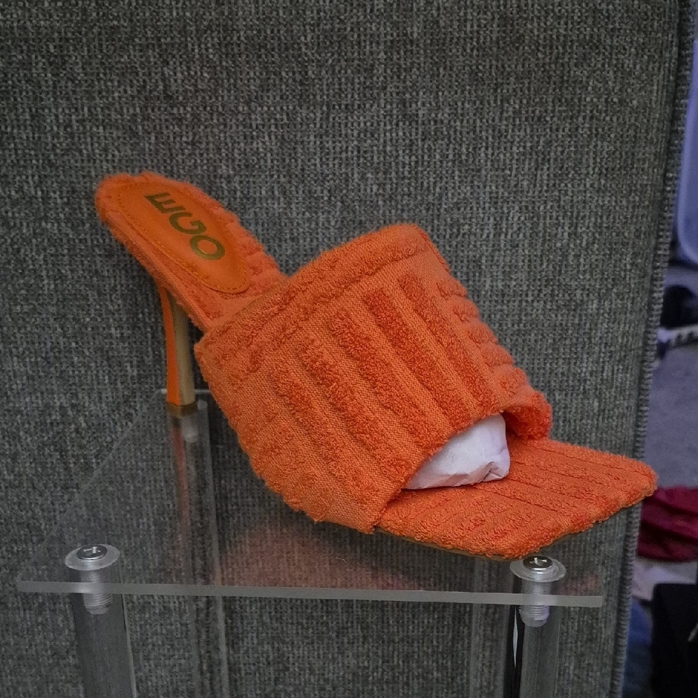 Orange Heeled Mules